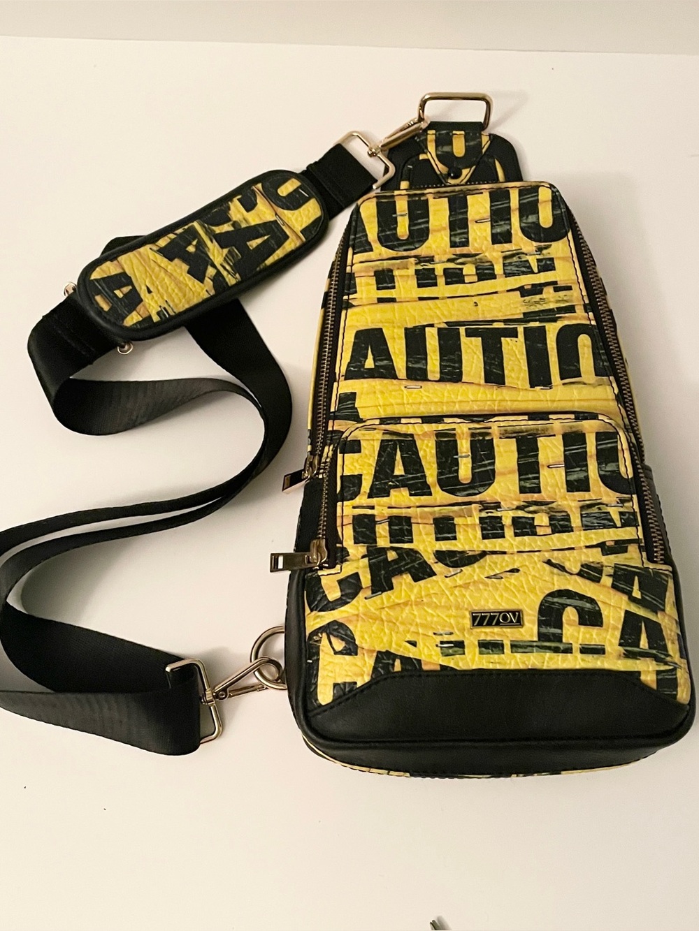 777OV x Steep Daniels Caution Couture Yellow Sling Bag Mini Backpack Limited